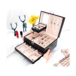 Szkatułka na biżuterię organizer pudełko lustro kuferek etui pojemny box