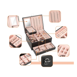 Szkatułka na biżuterię organizer pudełko lustro kuferek etui pojemny box