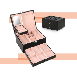 Szkatułka na biżuterię organizer pudełko lustro kuferek etui pojemny box