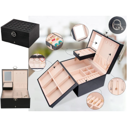 Szkatułka na biżuterię organizer pudełko lustro kuferek etui pojemny box