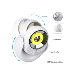 Lampka led cob 360 na baterie z czujnikiem ruchu