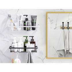 Półka łazienkowa do łazenki pod prysznic prysznicowa loft wisząca 4x haczyk