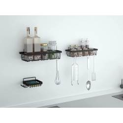 Półka łazienkowa do łazenki pod prysznic prysznicowa loft wisząca 4x haczyk