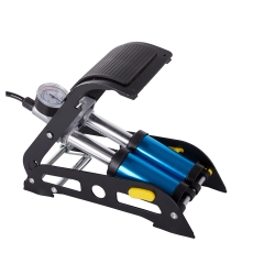 Pompka samochodowa nożna dwutłokowa końcowki rower auto do piłek materaca