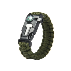 Bransoletka survival opaska 5w1 kompas krzesiwo linka nóż linka paracord