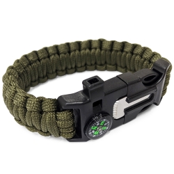 Bransoletka survival opaska 5w1 kompas krzesiwo linka nóż linka paracord