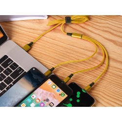 Kabel usb 3w1 do telefonu przewód lightning iphone micro usb type-c 1,2m