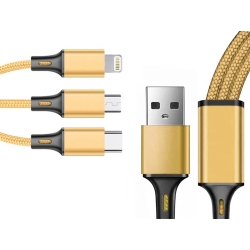 Kabel usb 3w1 do telefonu przewód lightning iphone micro usb type-c 1,2m