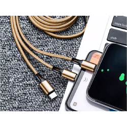 Kabel usb 3w1 do telefonu przewód lightning iphone micro usb type-c 1,2m