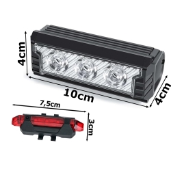 Lampka na rower rowerowa led światło przód tył usb aku kierownicę zestaw
