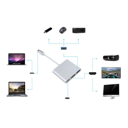 Przejściówka adapter 3w1 hub usb-c usb 3.0 hdmi 4k