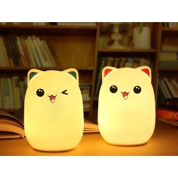 Lampka nocna dla dzieci led kot kotek rgb dotyk