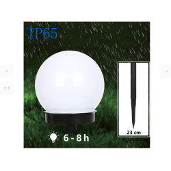 4x lampa solarna ogrodowa kula biała wbijana 10 cm