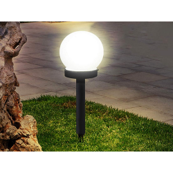 4x lampa solarna ogrodowa kula biała wbijana 10 cm