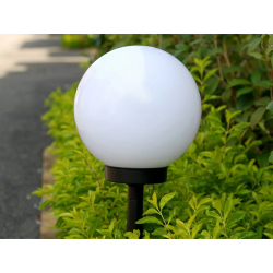 4x lampa solarna ogrodowa kula biała wbijana 10 cm