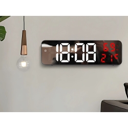 Zegar elektroniczy cyfrowy led budzik termometr lustro stojący usb baterie