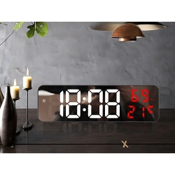 Zegar elektroniczy cyfrowy led budzik termometr lustro stojący usb baterie