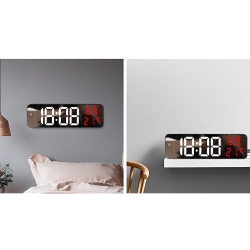 Zegar elektroniczy cyfrowy led budzik termometr lustro stojący usb baterie