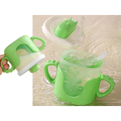 Kubek niekapek dla dziecka do picia silikonowe uchwyty 300ml ze słomką