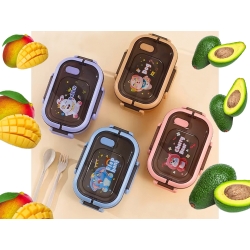 Lunchbox śniadaniówka pojemnik na śniadanie obiad z przegródkami sztućce