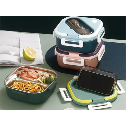 Śniadaniówka z przegródkami pojemnik sztućce lunchbox do mikrofali 1000ml