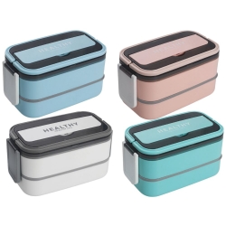 Śniadaniówka z przegródkami piętrowy pojemnik xxl sztućce lunchbox 1400ml