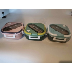 Śniadaniówka z przegródkami pojemnik sztućce lunchbox do mikrofali 1000ml