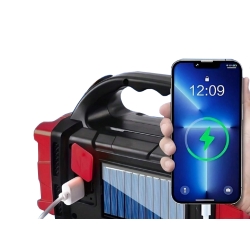 Latarka solarna przenośna lampka akumulatorowa led cob powerbank reflektor