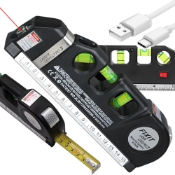 Poziomica laserowa precyzyjna z miarką 2,5m miara laser 3 tryby led usb