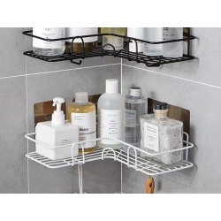 Półka łazienkowa do łazenki pod prysznic narożna loft wisząca haczyk biała