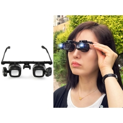 Lupa okulary zegarmistrzowskie serwis podświetlenie 2 led 2x 6x 8x 12x 24x