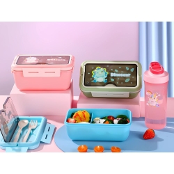 Lunchbox śniadaniówka pojemnik na śniadanie obiad sztućce z bidonem zestaw