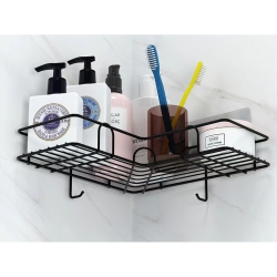 Półka łazienkowa do łazenki pod prysznic narożna loft wisząca haczyk czarna
