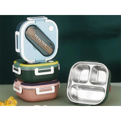 Śniadaniówka z przegródkami pojemnik sztućce lunchbox do mikrofali 1000ml