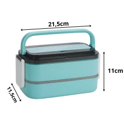 Śniadaniówka z przegródkami piętrowy pojemnik xxl sztućce lunchbox 1400ml