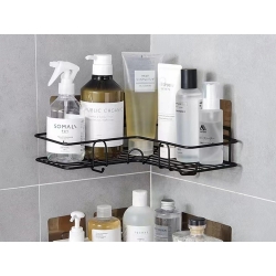 Półka łazienkowa do łazenki pod prysznic narożna loft wisząca haczyk czarna