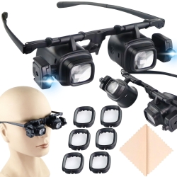 Lupa okulary zegarmistrzowskie serwis podświetlenie 2 led 2x 6x 8x 12x 24x