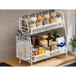 Półka kuchenna organizer kuchenny stojący dwupoziomowy loft z koszyczkiem