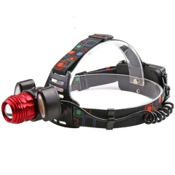 Latarka czołowa akumulatorowa LED CREE-T6+2*cob wodoodporna zoom