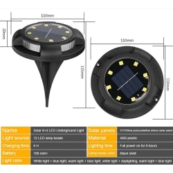 Lampki solarne wbijane gruntowne ogrodowe z ringiem 4 stuki fi10