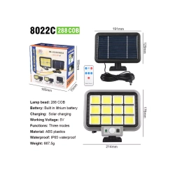 Duży halogen solarny HS-8022 pilot, czujnik ruchu i zmierzchu 40W 12cob