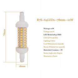 ŻARNIK HALOGENOWY LED R7S 7W 78mm NEUTRALNY