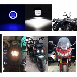 1 x Halogen motocyklowy H LED z białym ringiem+włącznik