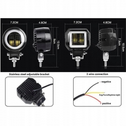 1 x Halogen motocyklowy H LED z ringiem BLUE+włącznik