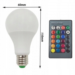 Żarówka diodowa LED RGB+W 2 in 1 E27 16 kolorów +