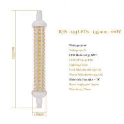 ŻARNIK HALOGENOWY LED R7S 15W 135 mm CIEPLY W-wa