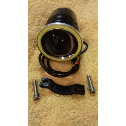 HALOGEN MOTOCYKLOWY U4 LED+RING+WŁĄCZNIK czarny